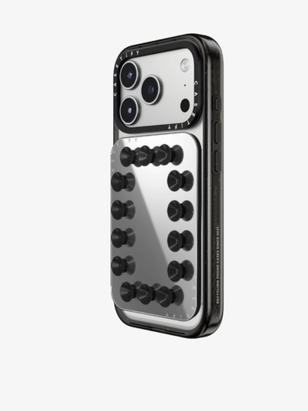 Snap & Stick Mirror Cardholder Stand -   Black
